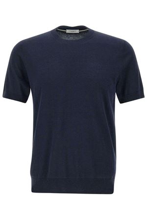 T-shirt in maglia di seta e cotone blu PAOLO PECORA | A010F2006685